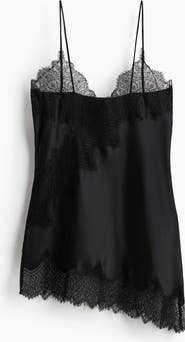 H&M Lace-trimmed Strappy Satin Top