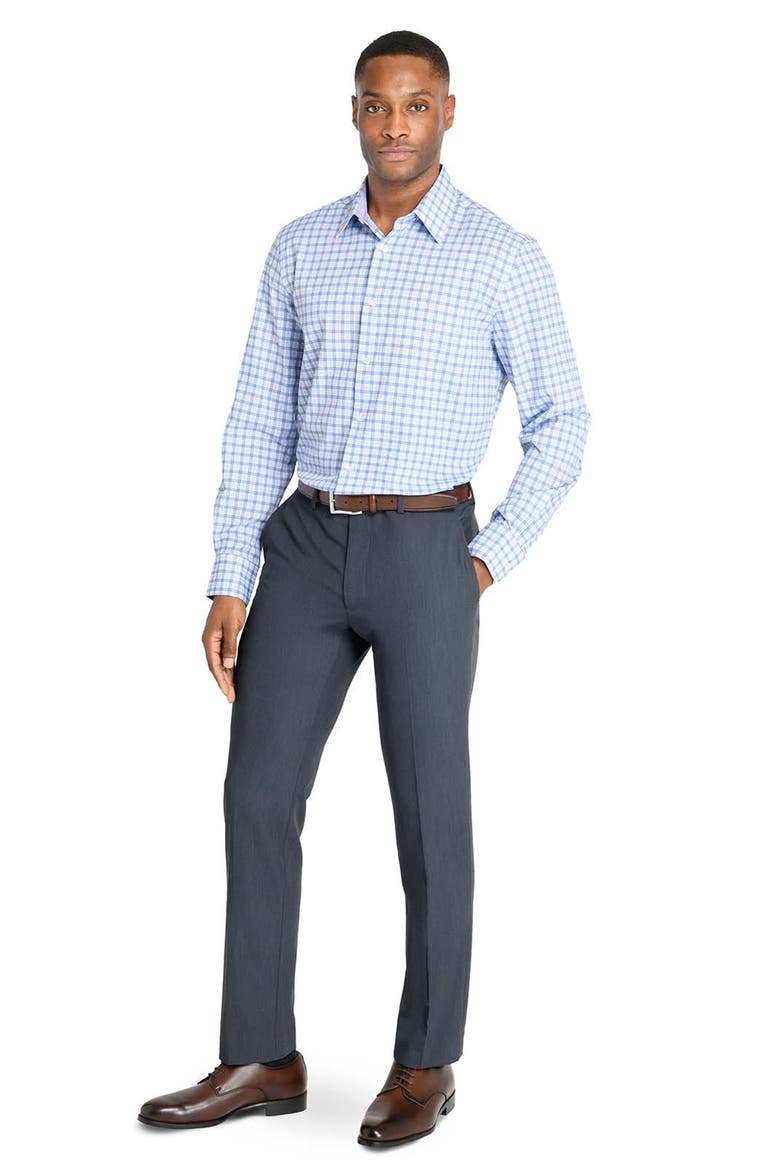 Regular Fit Plaid Performance Dress Shirt, Alternate, color, WHITE/ PURPLE