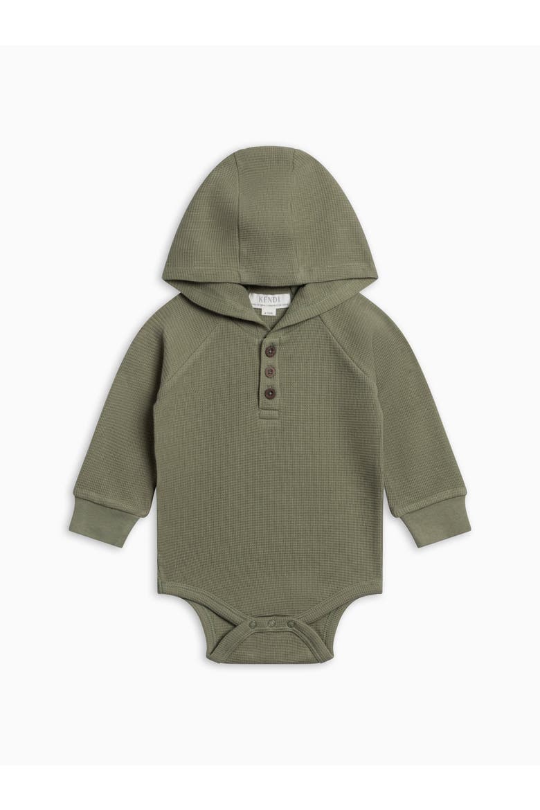 Cole Waffle Knit Hooded Bodysuit, Main, color, Fern