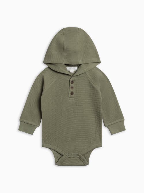 Kendi Babies'  Cole Waffle Knit Hooded Bodysuit In Fern