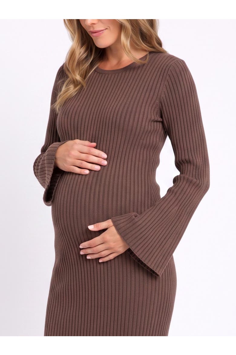 Long Flared Sleeve Midi Sweater Dress, Alternate, color, French Roast