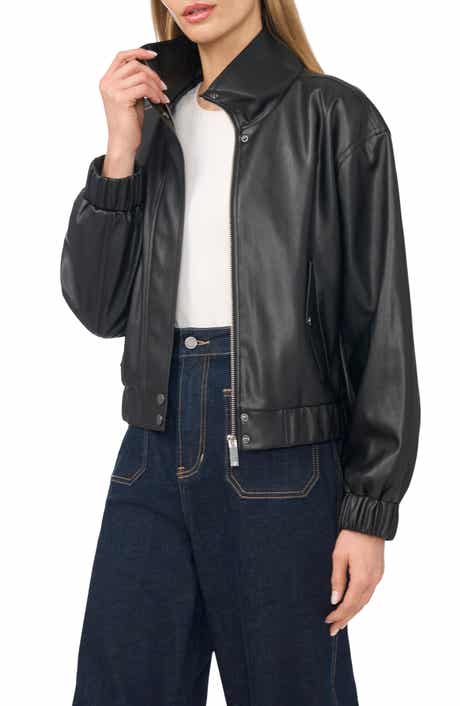 Faux Leather Bomber Jacket