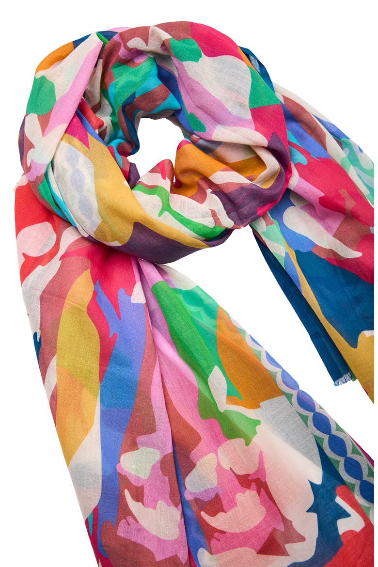 Floral Abstract Cotton Scarf, Alternate, color, MULTI