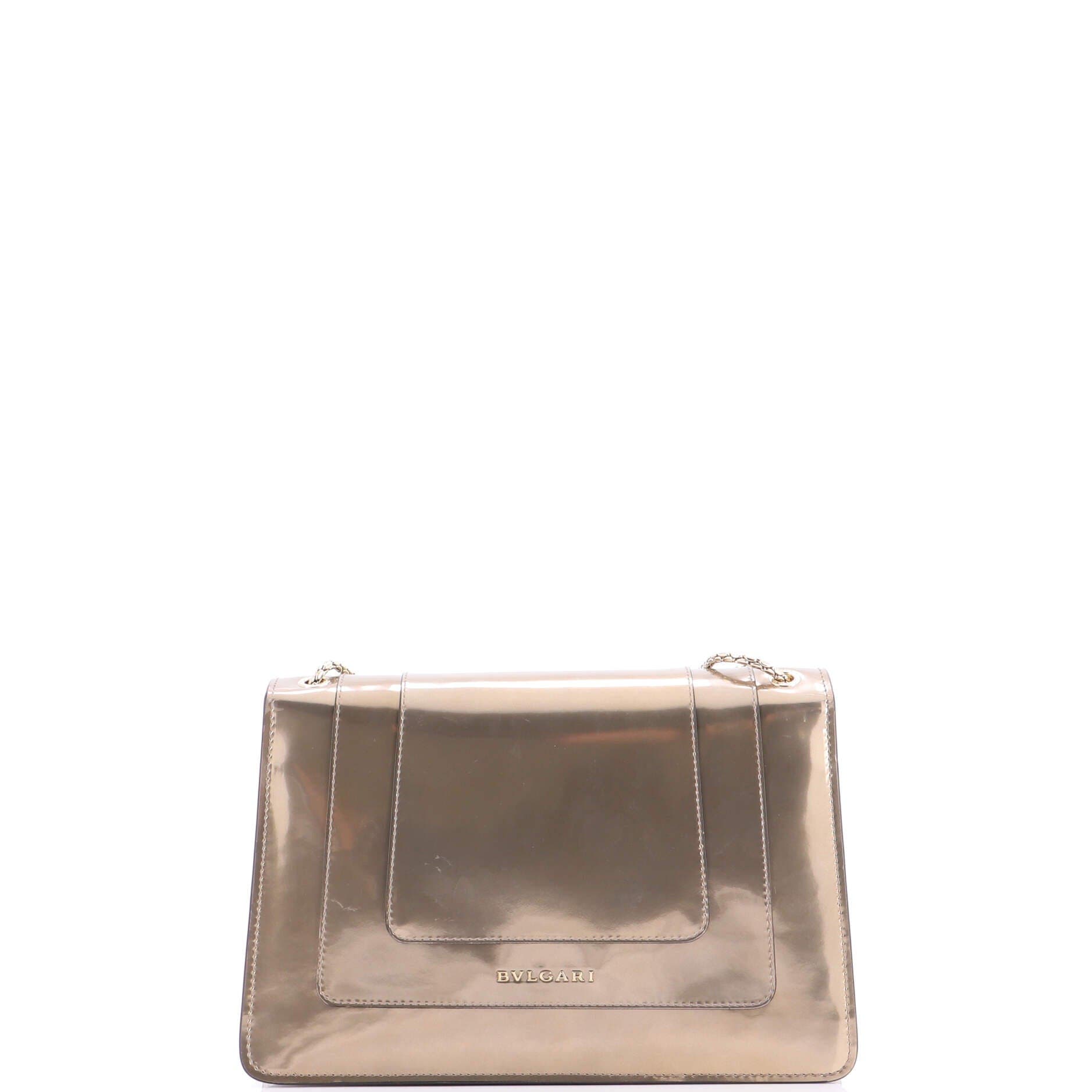 Serpenti Forever Shoulder Bag Metallic Leather Medium, Alternate, color, Metallic Silver