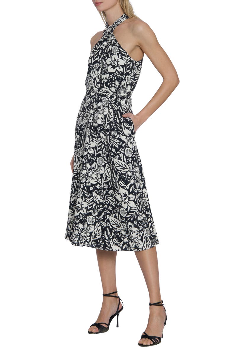 Maggy London Floral Linen Blend Midi Dress, Alternate, color, 