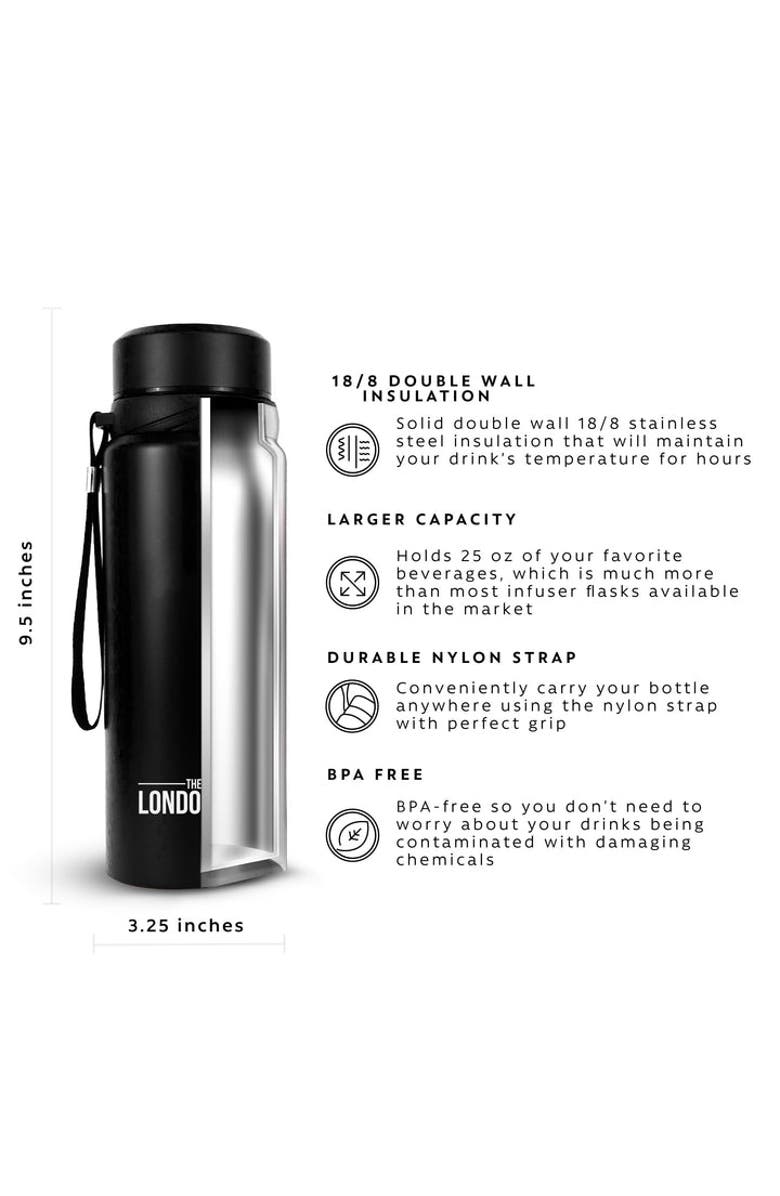 London Sip Infuser Bottle 2-Pack, 25oz, Alternate, color, Black