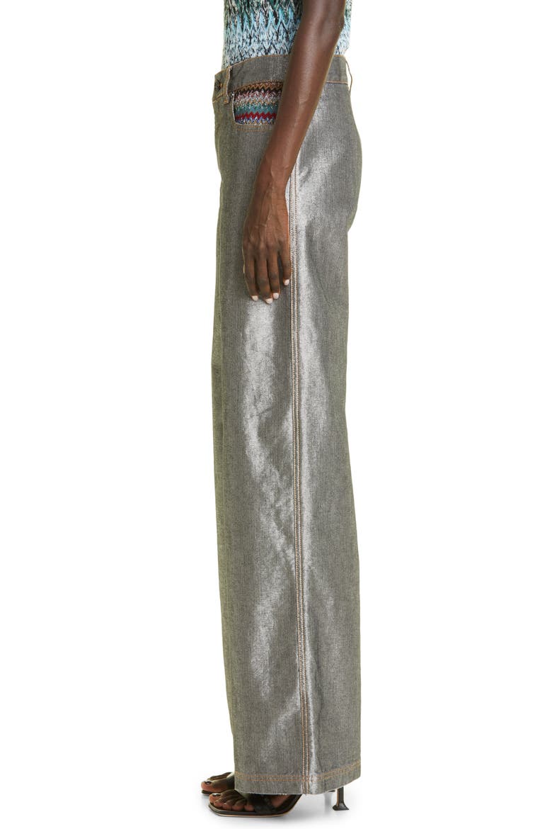 Wide Leg Metallic Denim Carpenter Pants, Alternate, color, SILVER DENIM