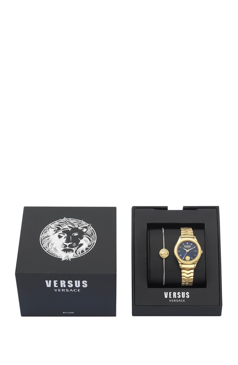 VERSUS Versace Women's Stainless Steel Blue Dial Watch & Bracelet Gift Set, 34mm, Alternate, color,