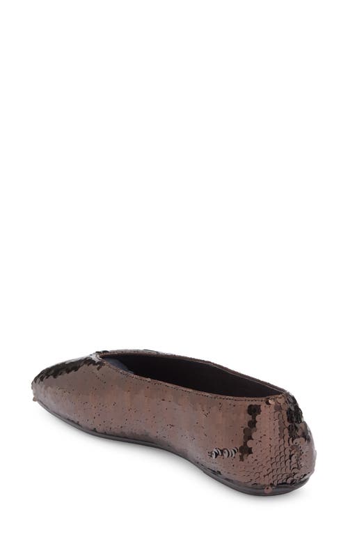 Jeffrey Campbell Fathom Sequin Square Toe Flat In Brown