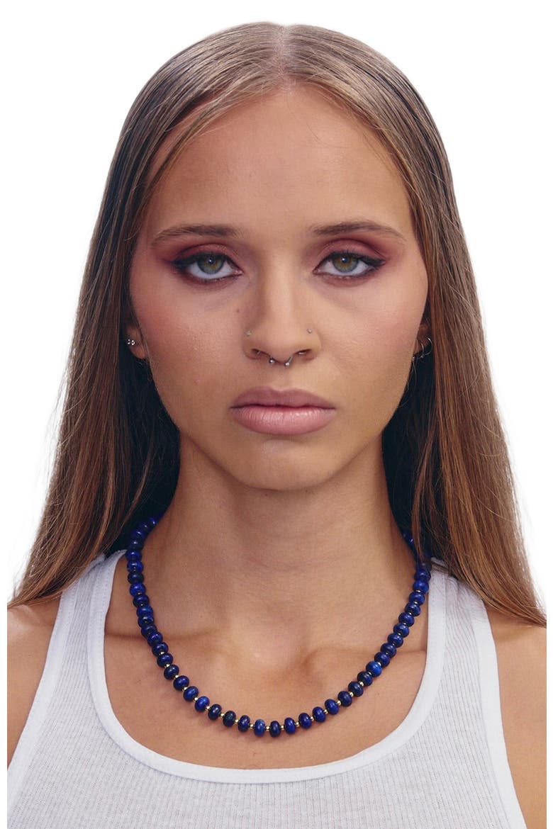 Levi Blue Lapis Gold Plated Necklace, Alternate, color, Blue