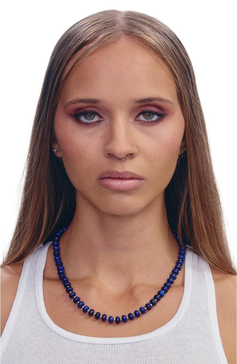 SHOP SPICY DAN Levi Blue Lapis Gold Plated Necklace, Alternate, color, Blue