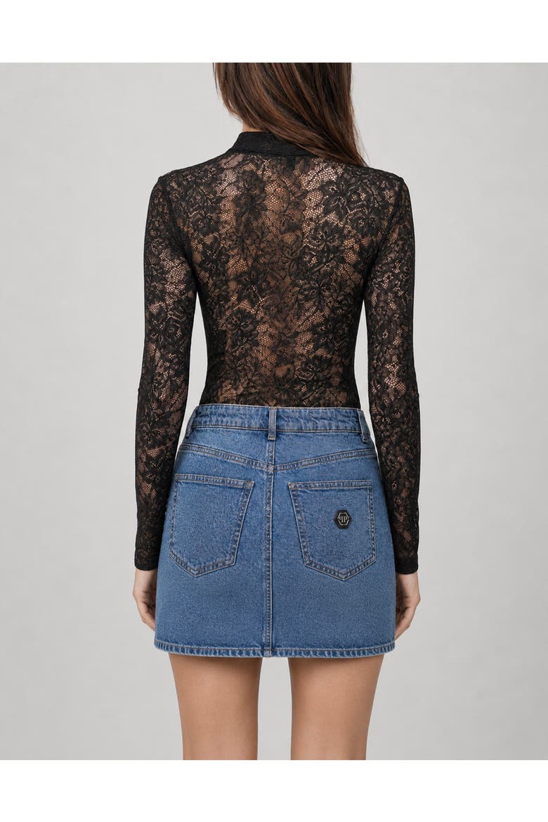 Denim Mini Skirt Rose Strass Women, Alternate, color, Lyra Light