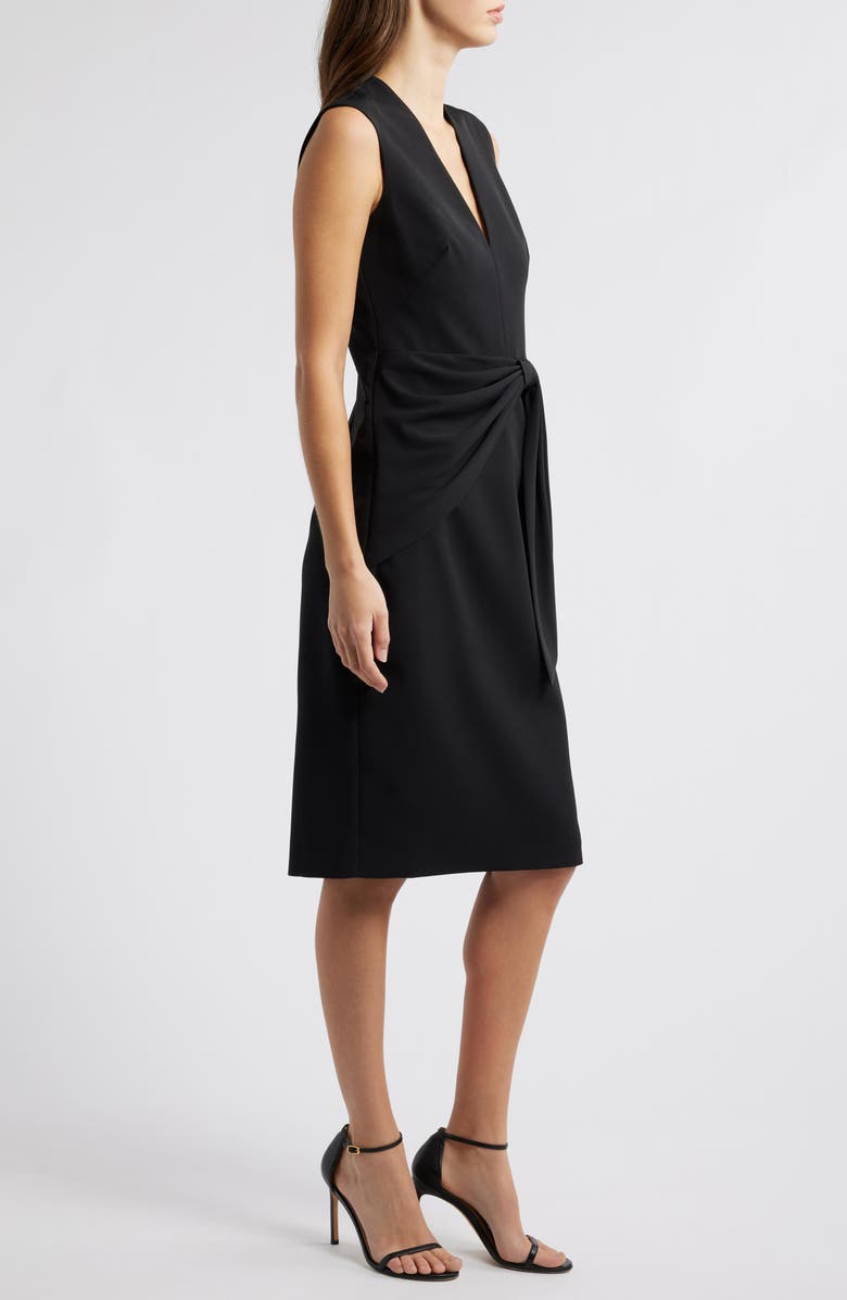 Eliza J Draped Bow Sleeveless Cocktail Dress, Alternate, color, Black
