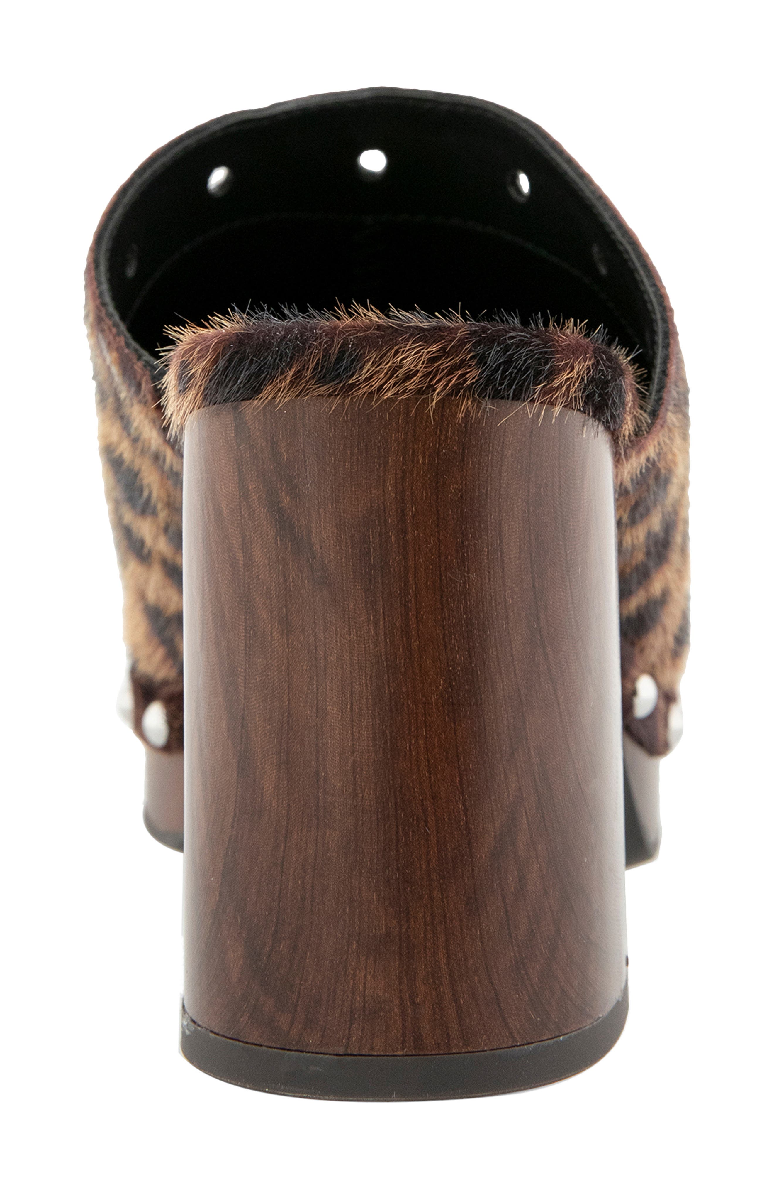 Kalley Grommet Platform Mule, Alternate, color, DARK BROWN HAIRCALF
