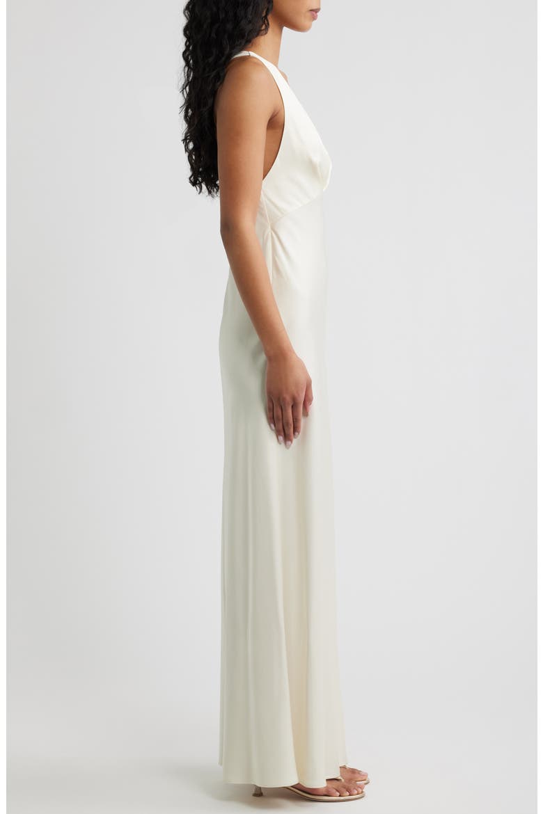 Lucile Sleeveless Satin Maxi Dress, Alternate, color, ECRU