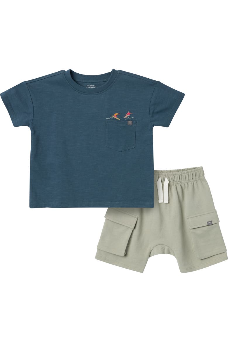 Top and Cargo Shorts Set, Main, color, Dark Blue