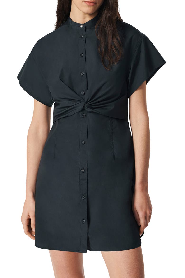 Gretchen Cotton Poplin Shirtdress, Alternate, color, BLACK
