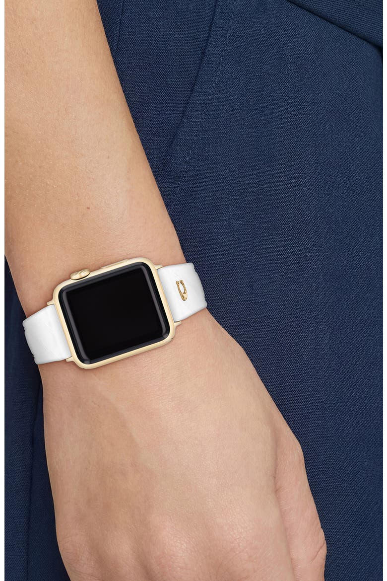 20mm White Quilted Silicone Apple Watch® Watchband, Alternate, color, WHITE