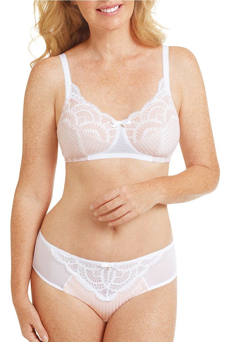 Karolina Wire-Free Bra, Alternate, color, WHITE/ LIGHT SAND