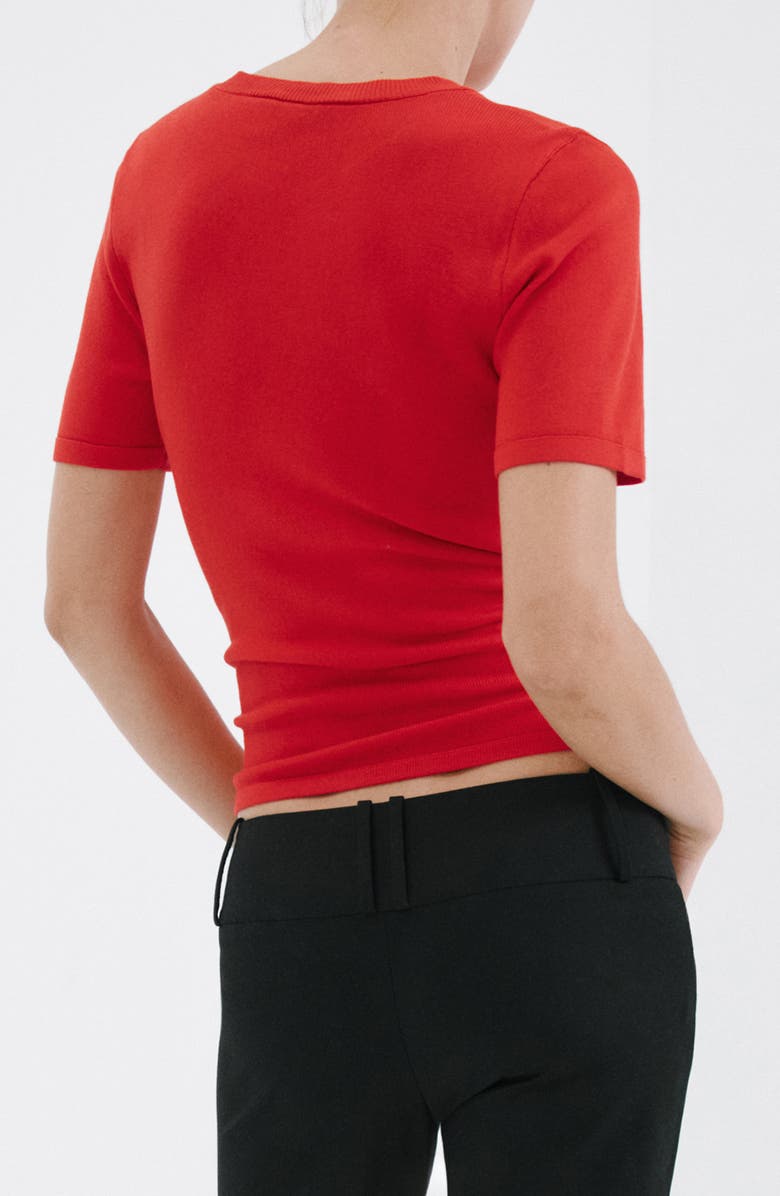 MANGO Bow Short Sleeve Sweater, Alternate, color, 