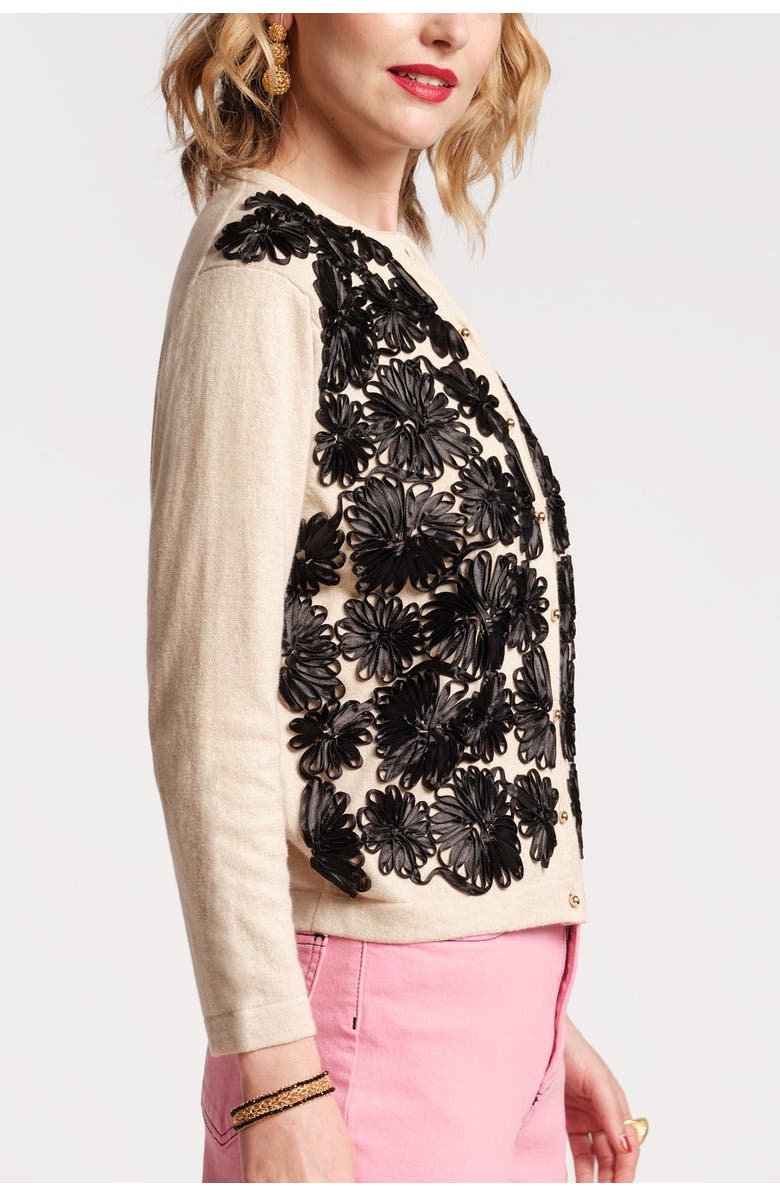 Frances Valentine Darling Cardigan Guggenheim Ribbon Floral Cotton/Cashmere, Alternate, color,
