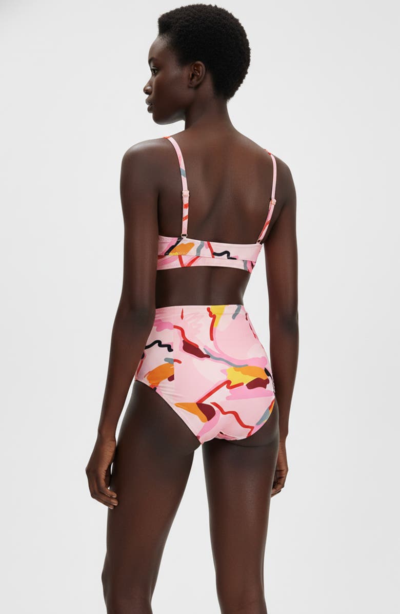 Jessie Zhao New York Aurora Bloom High Waisted Bikini Bottom, Alternate, color, Pink