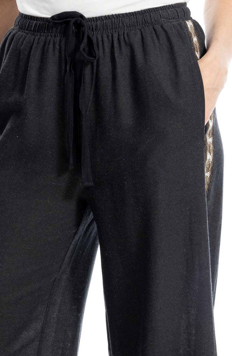 MAX STUDIO Border Print Linen Blend Pants, Alternate, color,