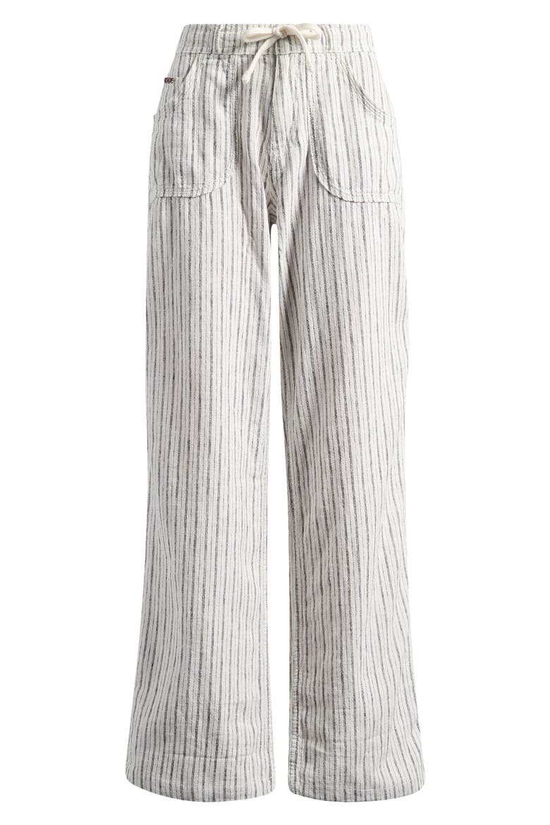 Drawstring Wide Leg Linen & Cotton Blend Pants, Alternate, color, WHITE