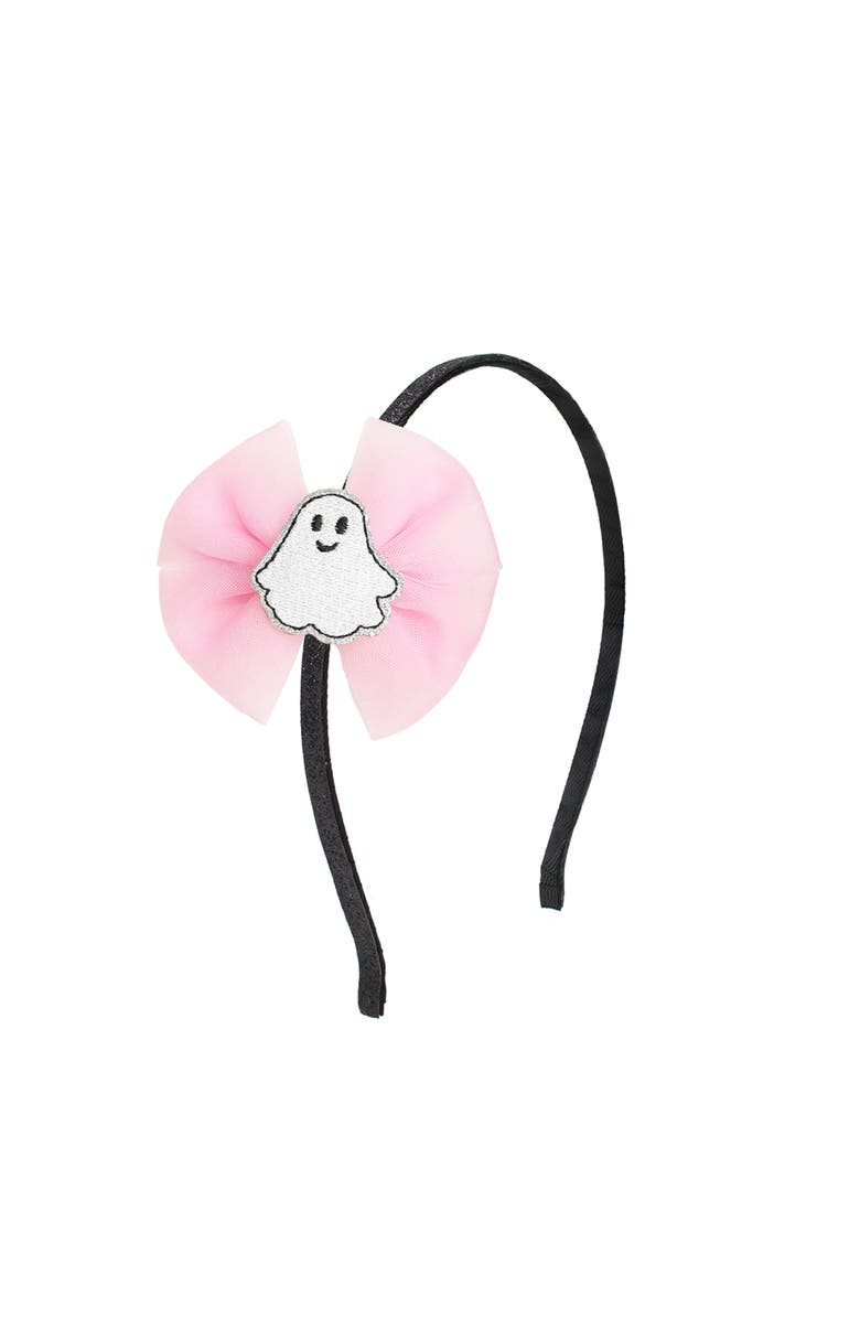 Sweet Wink Tulle Ghost Bow Halloween Headband, Main, color,