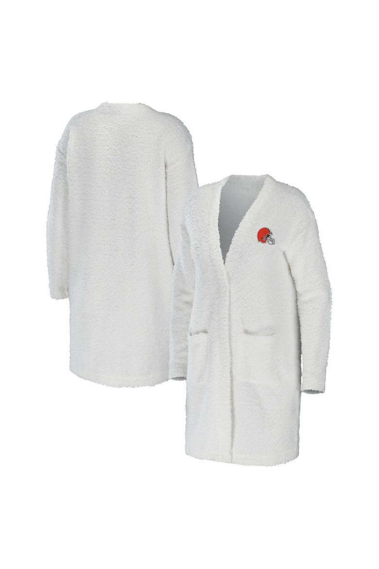 Women's WEAR by Erin Andrews Cream Cleveland Browns Cozy Lounge Cardigan Sweater, Main, color, Cream