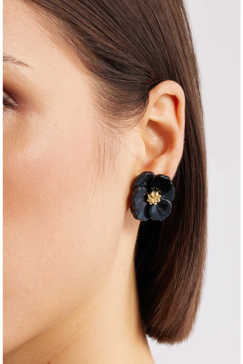 Floral Statement Stud Earrings, Alternate, color, GREY- GOLD