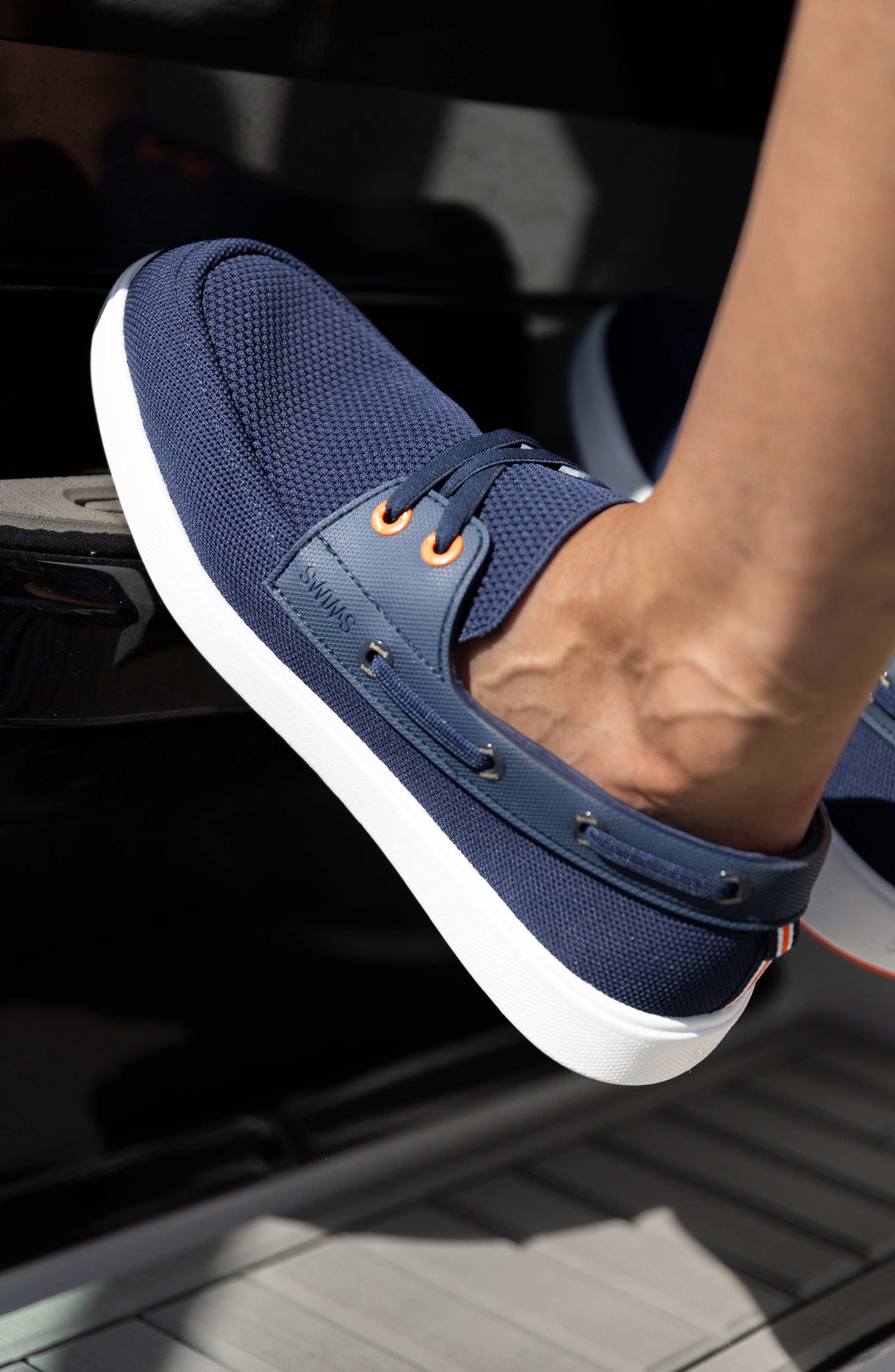 Breeze Boat Shoe, Alternate, color, NAVY/ WHITE/ ORANGE