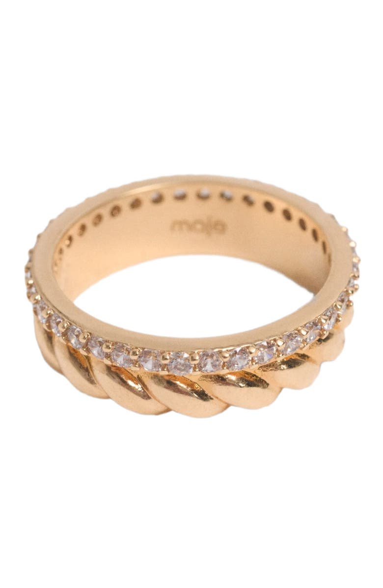 maje Twisted gold rhinestone ring, Alternate, color, Gold