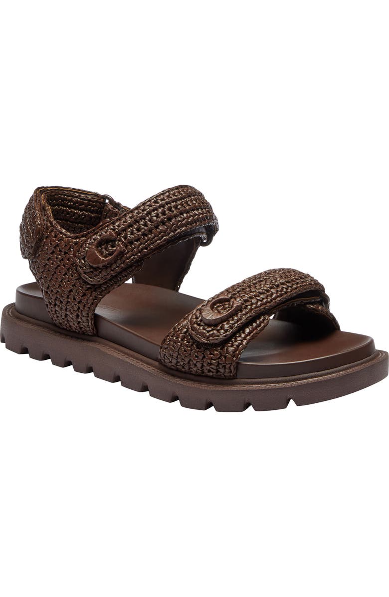 COACH Brynn Raffia Sandal, Main, color, Maple
