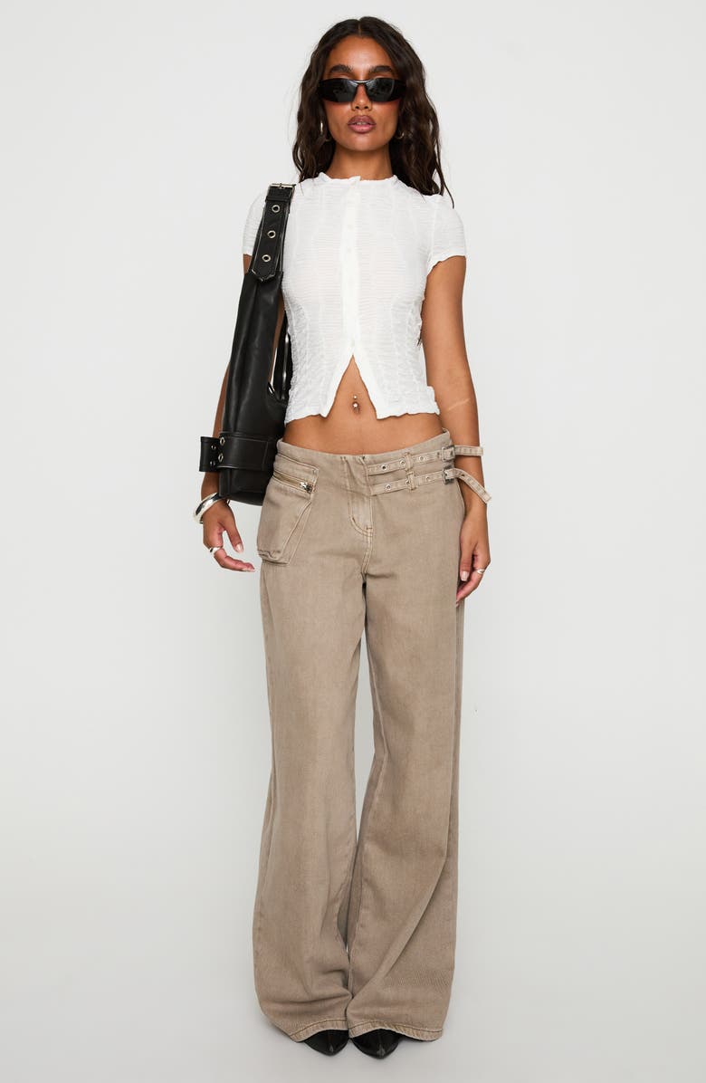 Princess Polly Suzu Textured Button-Up Top, Alternate, color, White