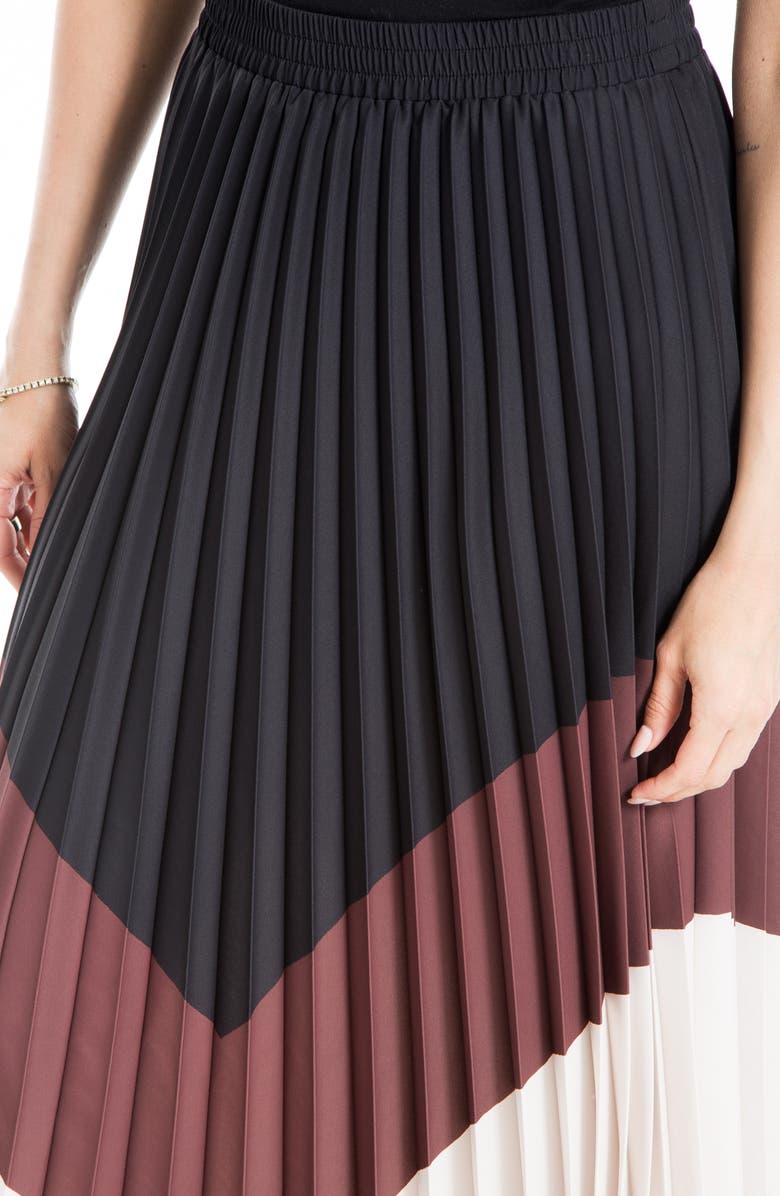 MAX STUDIO Chevron Colorblock Pleated Maxi Skirt, Alternate, color, 