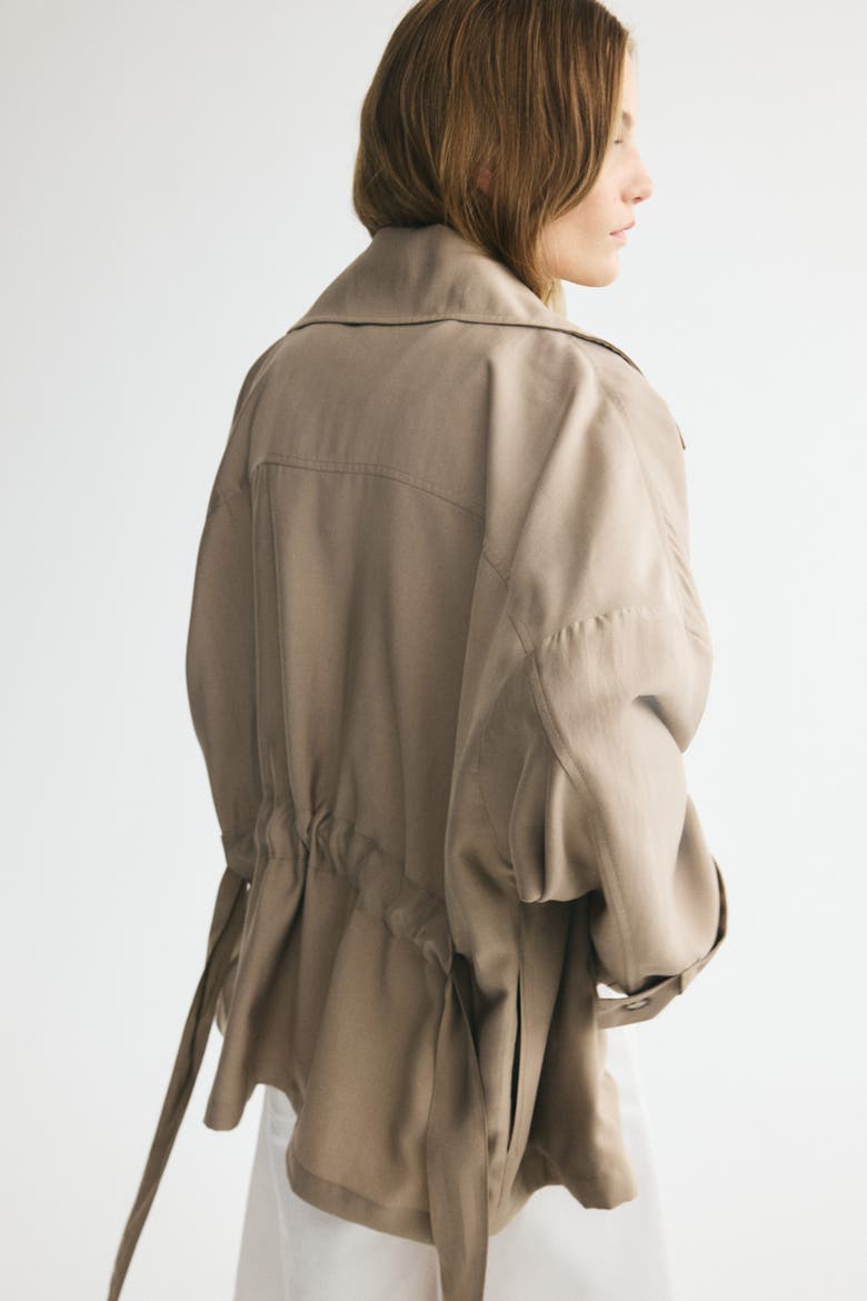 Short Lyocell-Blend Trench Coat, Alternate, color, Beige