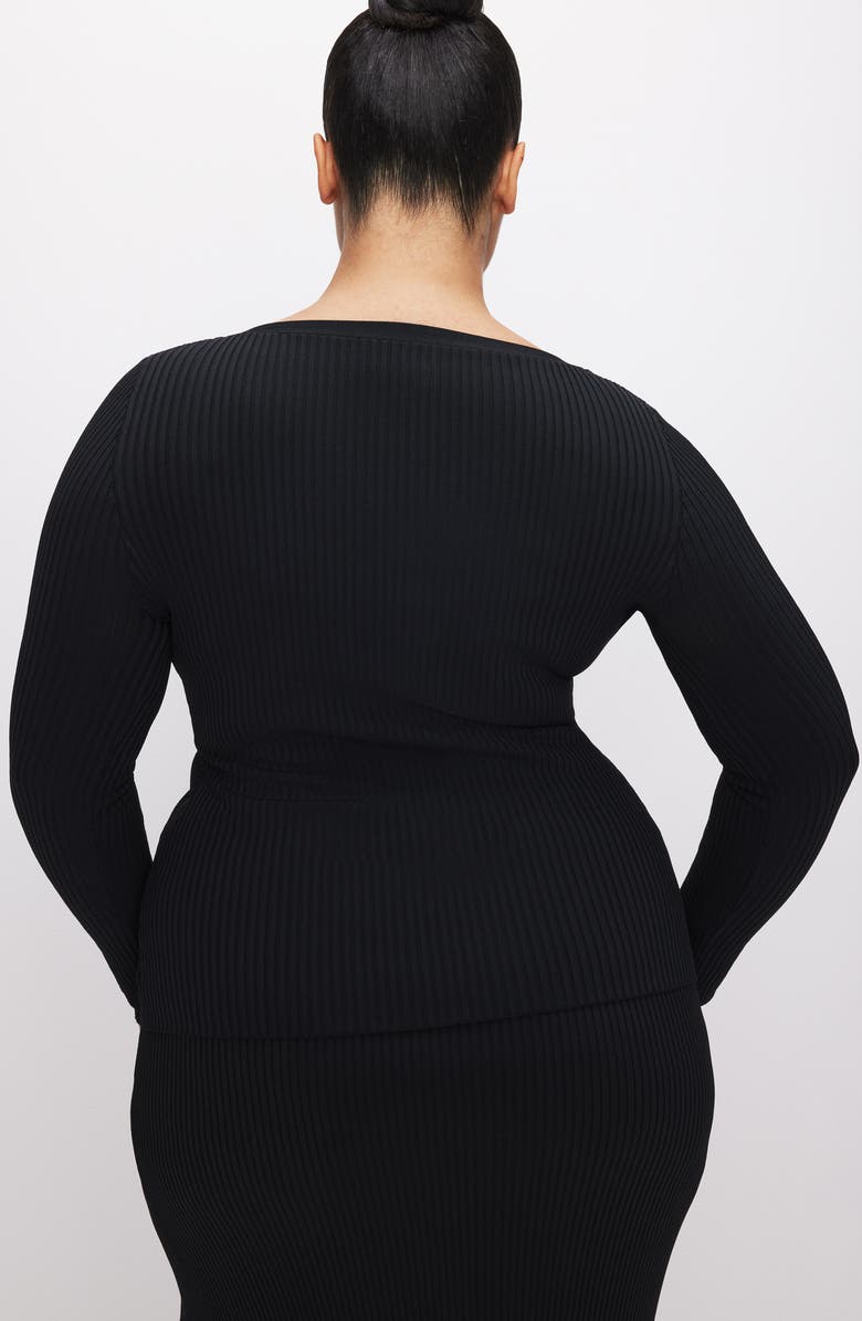 Good American Shine Rib Cardigan, Alternate, color, Black001