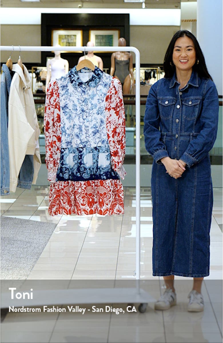 Paulie Mixed Floral Balloon Sleeve Minidress, sales video thumbnail