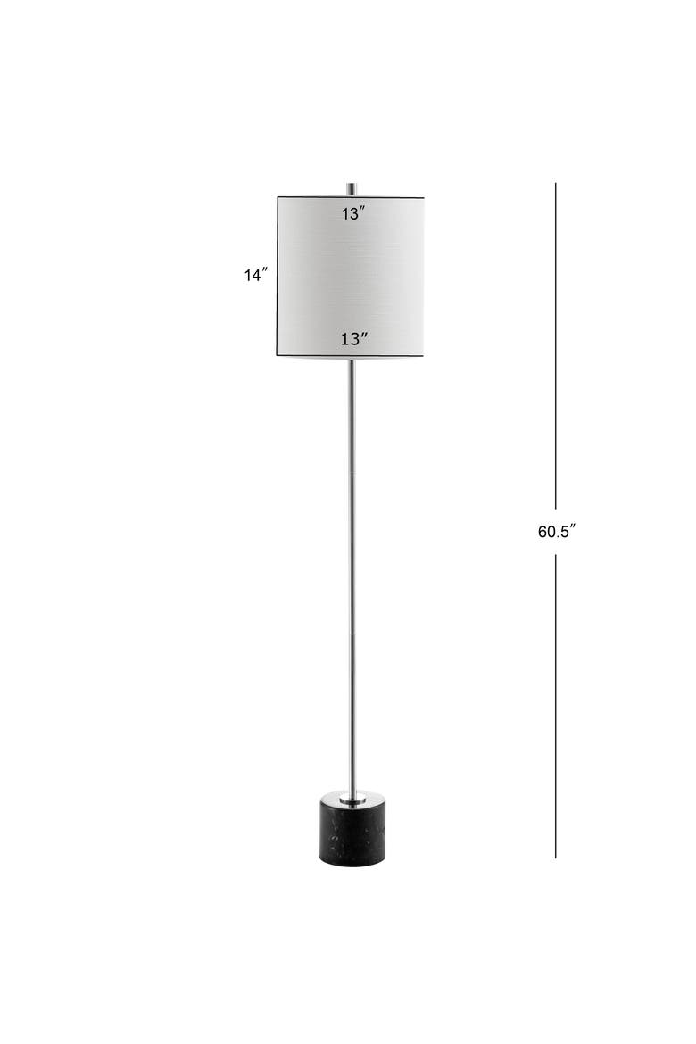 Levitt 60.5" Marble/Metal LED Floor Lamp, Black/Chrome, Alternate, color, Chrome