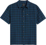 Brixton Cru Plaid Linen Blend Short Sleeve Shirt