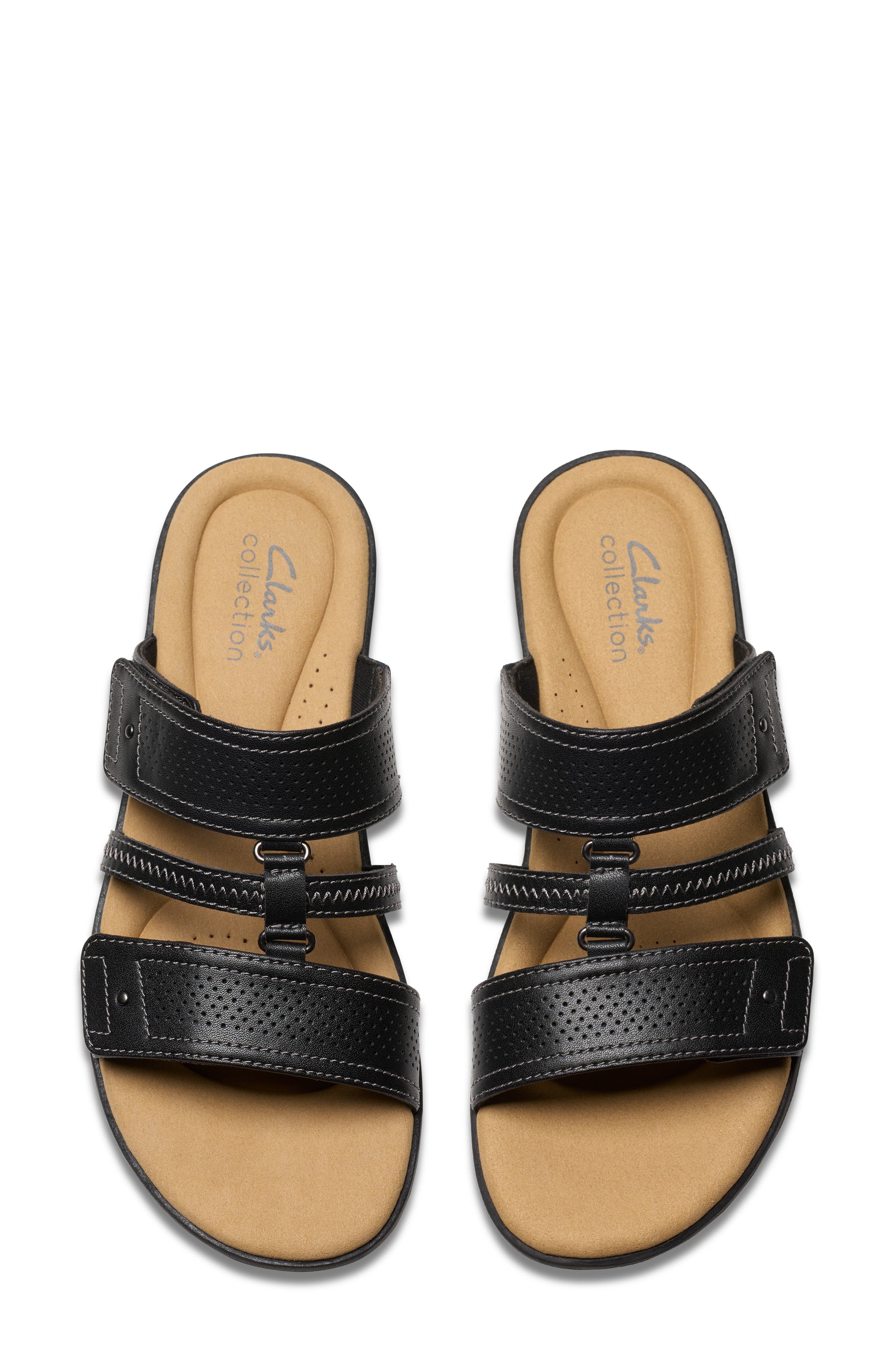 Clarks<sup>®</sup> Elizabella Ave Slide Sandal, Alternate, color, Black Leather