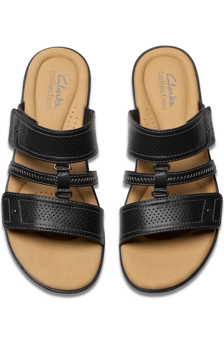 Clarks<sup>®</sup> Elizabella Ave Slide Sandal, Alternate, color, Black Leather