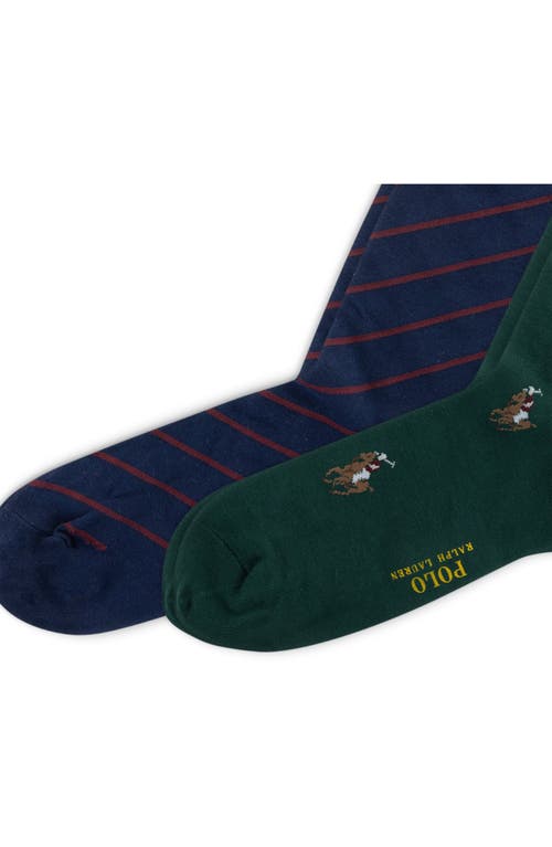 Polo Ralph Lauren Assorted 2-pack Pony Stripe Crew Socks In Blue