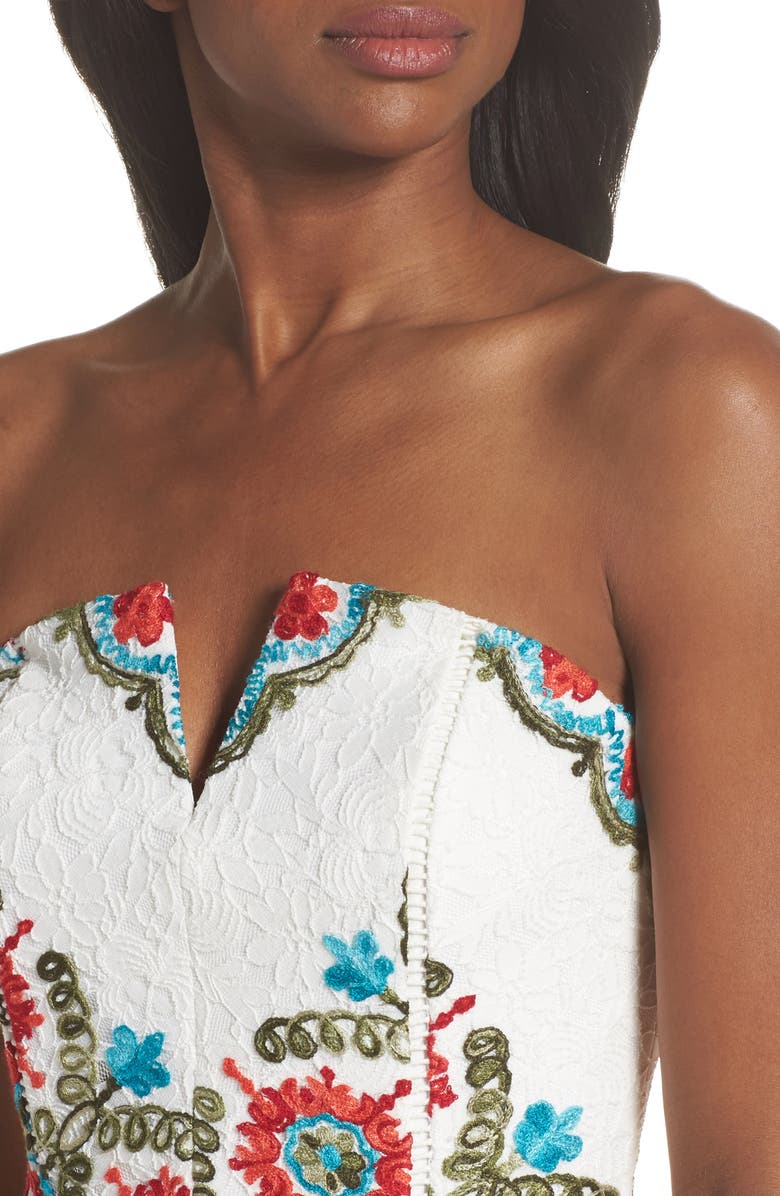 Adelyn Rae Hailey Embroidered Strapless Lace Dress, Alternate, color,
