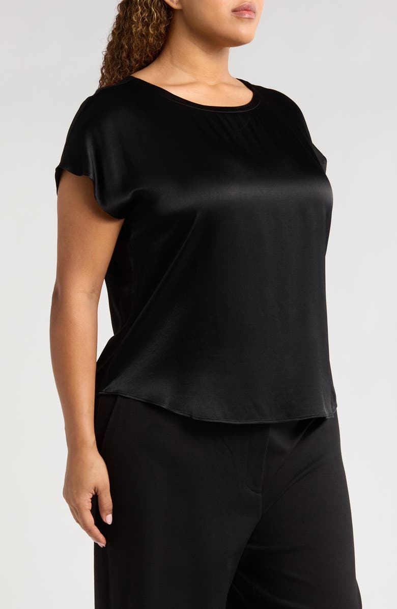 Nordstrom Satin T-Shirt, Alternate, color, Black
