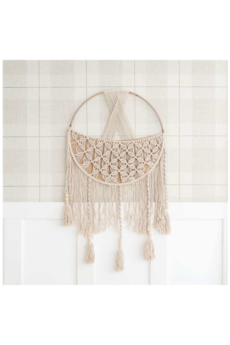Boho Cotton Macramé Toy Storage Hanging Basket, Alternate, color, BEIGE