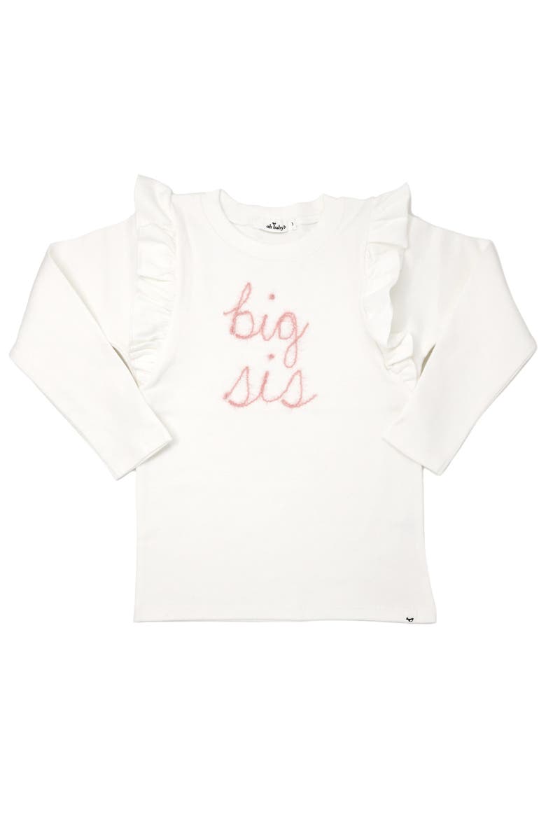 "big sis" Pink Eyelash Millie Long Sleeve Tee, Main, color, Cream