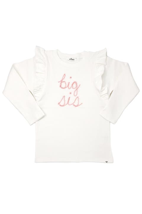 "big sis" Pink Eyelash Millie Long Sleeve Tee