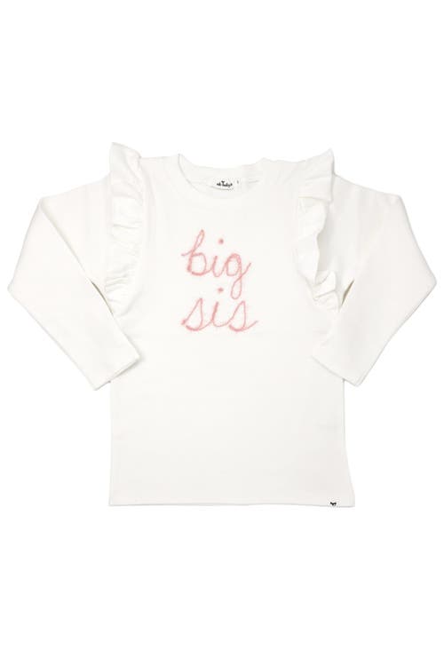 Oh Baby ! "big Sis" Pink Eyelash Millie Long Sleeve Tee In White